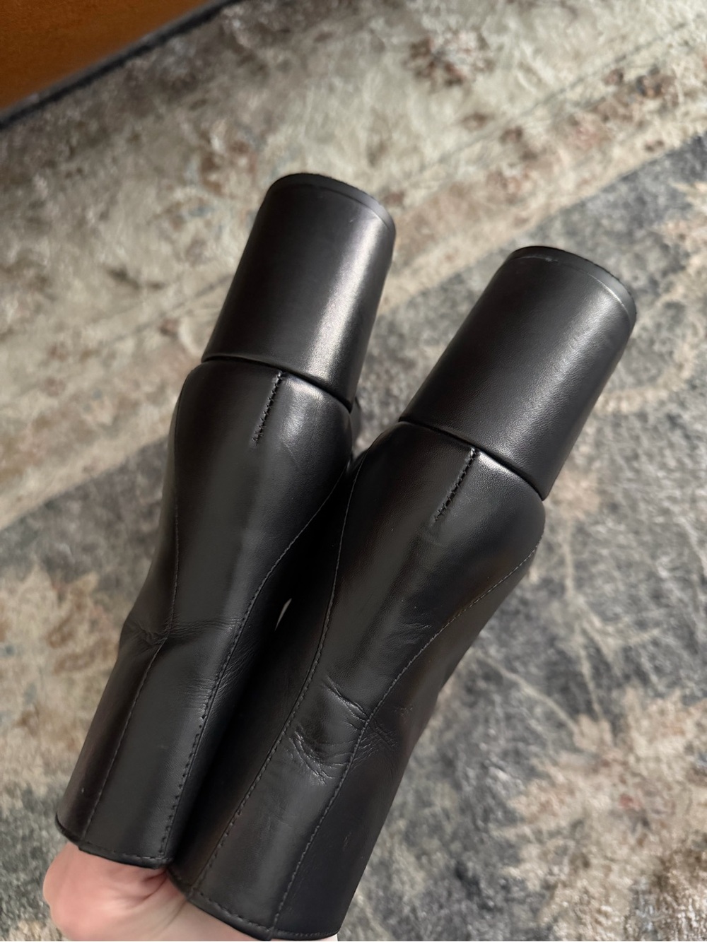 J CREW • leather apron square toe heeled boots - Picture 5 of 8